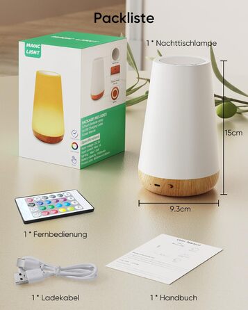 Світлодіодний приліжковий світильник Touch Dimmable USB, 13 кольорів, таймер, пульт дистанційного керування, бездротовий (1)