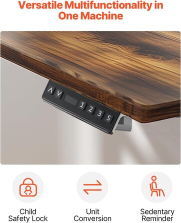 Електричний стіл VEVOR з подвійним мотором, регульована висота 65-129 см та довжина 110-178 см, чорний, для офісу та дому