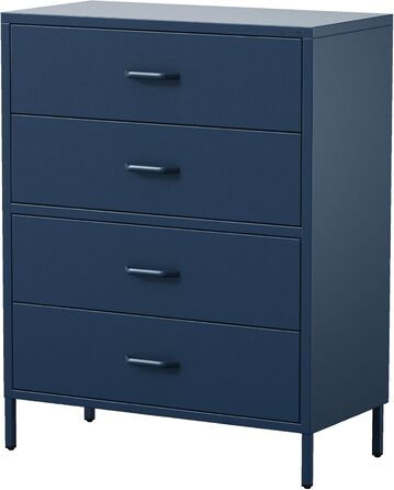Металева комода Jan Nowak з шухлядами Carla | Комод-шафа для спальні, вітальні, дитячої кімнати | Стиль лофт | Комод з шухлядами, темно-синій | 80 x 101,5 x 40 см
