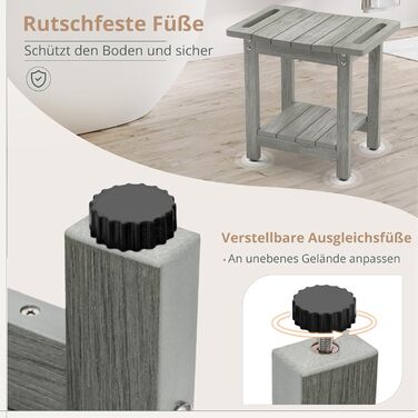 Лавка для душу LUE BONA HDPS з місцем для зберігання, сірого кольору. Зручний стілець для душу з ручками, водонепроникний, антиковзний, для внутрішнього та зовнішнього використання.