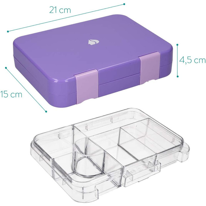 Наваріс Бенто Коробка ланч Коробка коробка для сніданку Веспербокс-герметичність зі змінними відділеннями-знімна внутрішня чаша - для хлопчиків