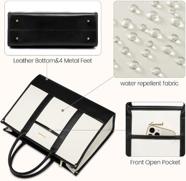 Сумка для ноутбука LOVEVOOK, 17 дюймів, чорно-бежева: водонепроникна, для роботи, навчання, офісу, універсітету, з відділенням для ноутбука