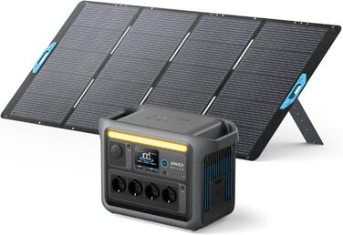 Портативна електростанція Anker SOLIX 1800W з LiFePO4 акумулятором, сонячний генератор, UltraFast зарядка, для кемпінгу та резервного живлення (C1000 з 1*400W)