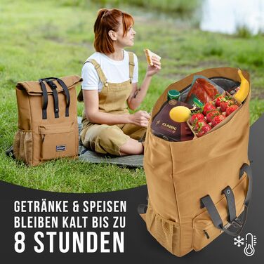 Терморюкзак Coolin' Kühlrucksack 30L: 30 літрів, з відділенням для охолодження, для пікніків та відпочинку на природі (білий/коричневий)