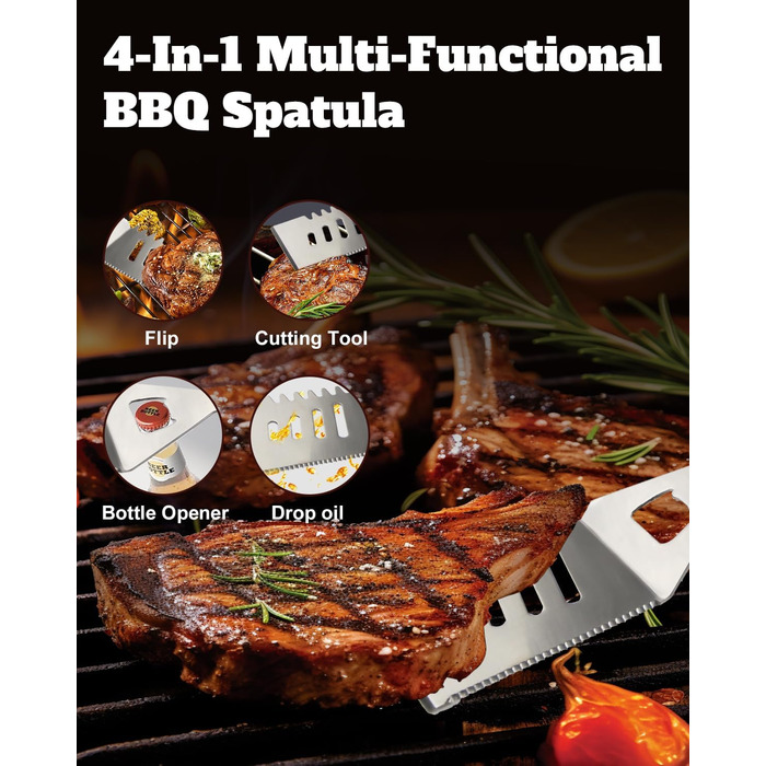 Набір гриль-посуду 28 предметів з нержавіючої сталі, професійний аксесуар для гриля з сумкою, подарунок на День народження/Різдво для чоловіків, для саду та кемпінгу, BBQ