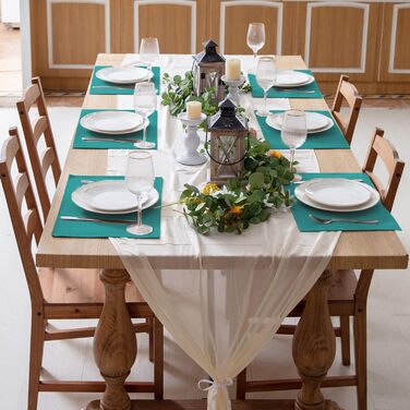 Набір тканинних серветок Rinpon, 8 шт., льон, для столу, машинного прання, стійкі до високих температур, не мнуться, товстий поліестер, блакитно-зелений