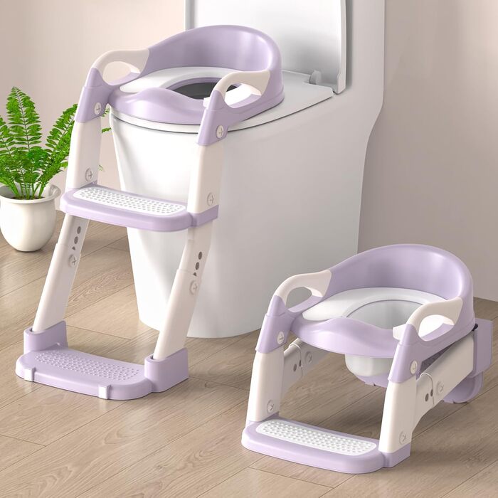 Універсальний дитячий сидіння для унітазу 3-в-1 з драбинкою, фіолетовий - тренажер для привчання до горщика для хлопчиків та дівчаток