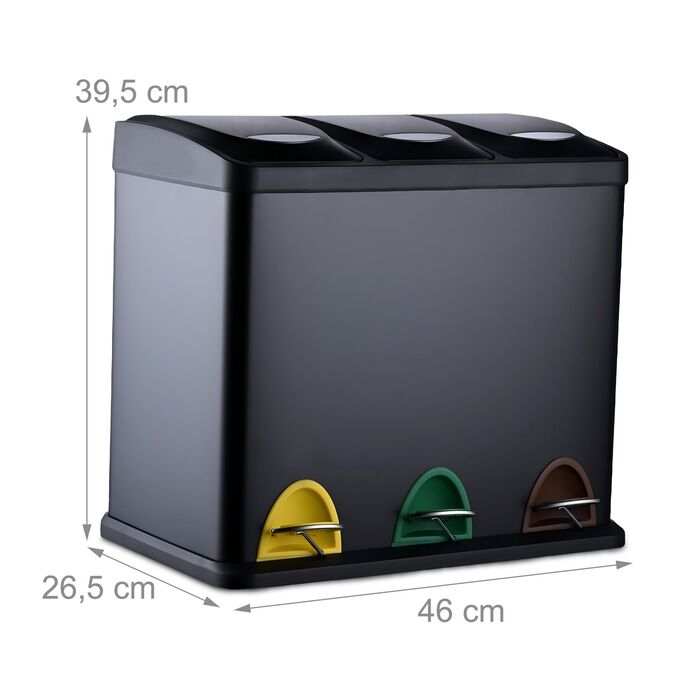 Відро для сміття Relaxdays на кухню, 3 відра по 8 л