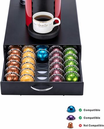 Тримач для капсул Vertuo Rice Rat – 50 капсул, чорний, скляний, для Nespresso Vertuo