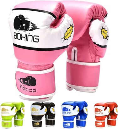 Дитячі боксерські рукавички Adicop для дітей від 4 до 12 років, для підлітків, хлопчиків, дівчаток, для боксу, тренувальні рукавички, для спарингу, боксерські рукавички, для боксерської груші, кікбоксингу, Муай Тай ММА рожевий