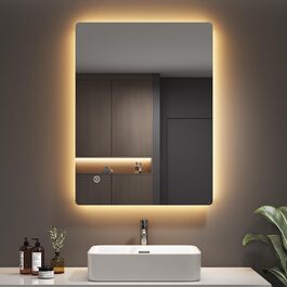 Дзеркало для ванної кімнати EMKE з підсвічуванням 60x80 см, антизапар, сенсорне, 3 режими освітлення, таймер 3 години