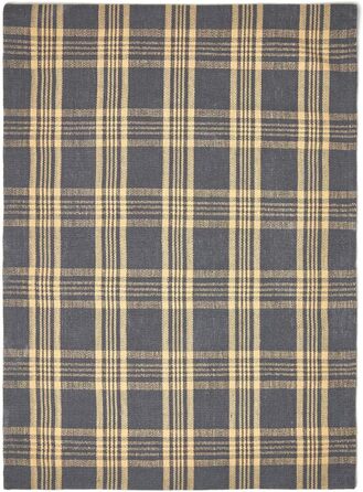 Домашній килимок бігунок Walker з традиційним шотландським візерунком тартан, нековзний вовняний килимок тартан (120 x 170 см, сіро-жовтий)