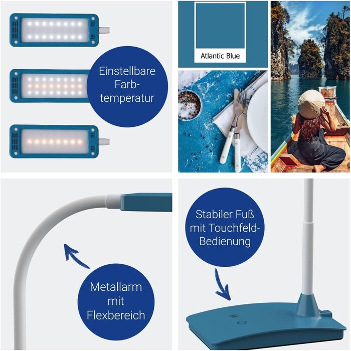 Світлодіодна настільна лампа Maul MAULперламутровий колір, з можливістю затемнення, 3000-6500K, Atlantic Blue