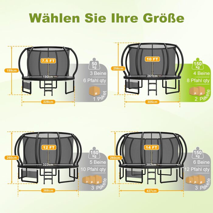Батут Devoko вуличний Ø305 см з захисною сіткою та драбиною, чорний - Дитячий садовий батут з сертифікатом GS