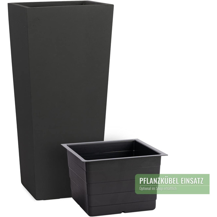 Планцверк® Горщик для рослин конічної форми з фібергласу, 70x33x33 см. Стійкий до погодних умов, преміум-якість, покриття Lotus-Effekt. Антрацит, 70 см