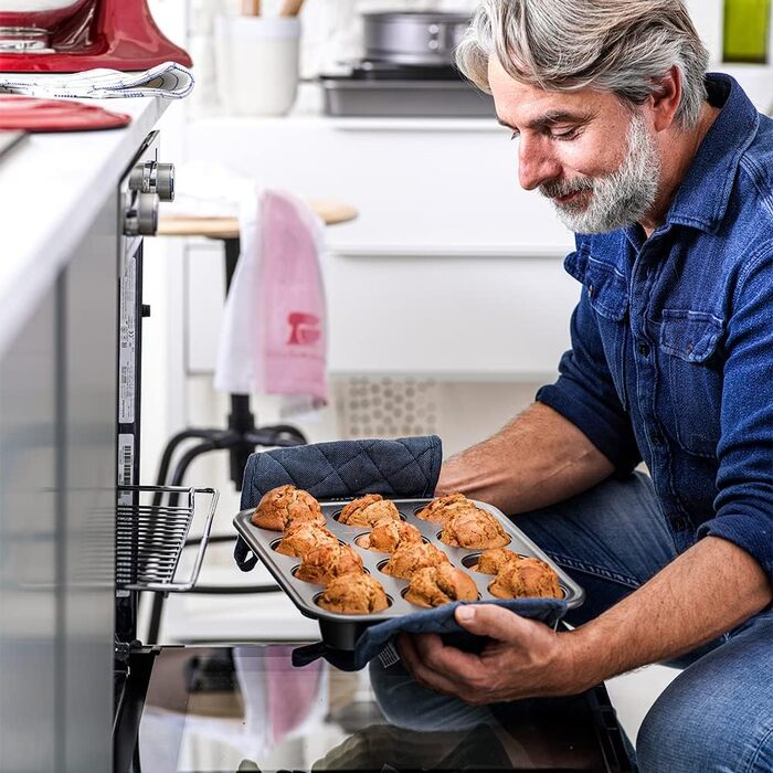 Набір форм для випічки KitchenAid з алюмінізованої сталі, 20см та 24см, антипригарне покриття без PFAS, для духовки, можна мити в посудомийній машині, сірий (5 шт.)