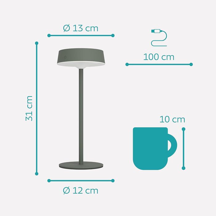 LED сонячна настільна лампа EGLO Simeri для вулиці, бездротова, акумуляторна, торкання, регулювання яскравості, IP54, металева, біла