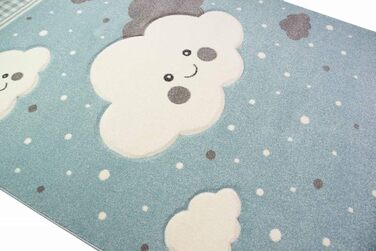 Килимок Merinos для дітей з хмарами Ігровий килимок синього кольору Розмір 80х150 см 80 х 150 см