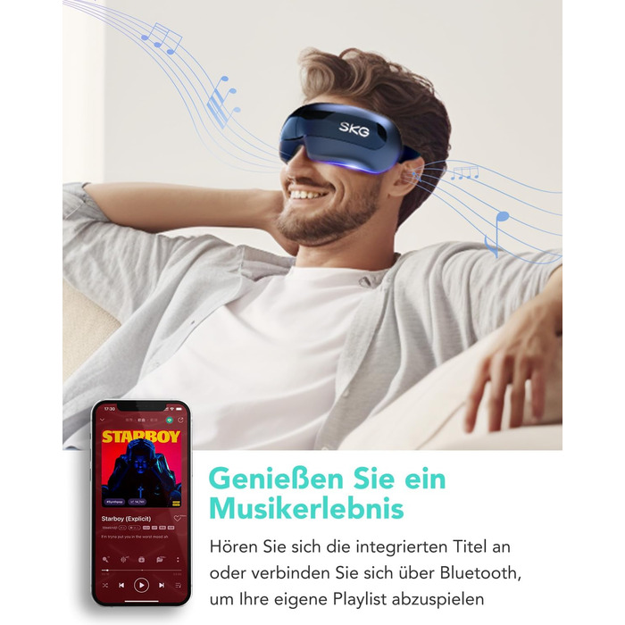 Масажер для очей SKG E3 PRO з підігрівом, вібрацією та Bluetooth, маска для очей від темних кіл та сухості, покращує сон, подарунок для всієї родини