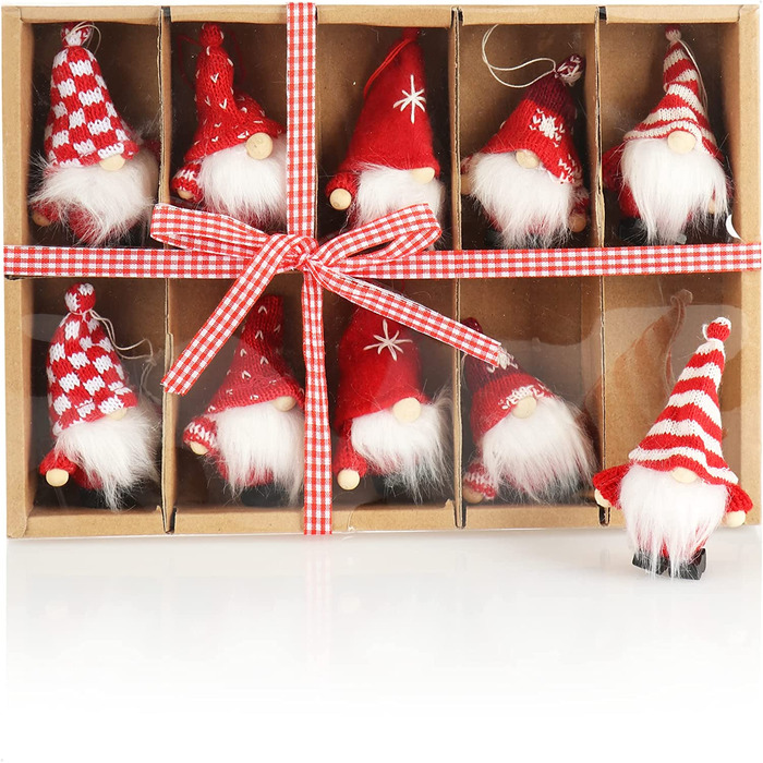 Підвіски Санта-Клауса com-four 10 шт. преміум-класу для різдвяної ялинки, чарівні підвіски у вигляді ялинкових фігурок