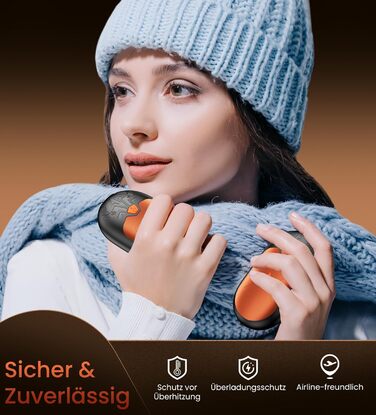 Електричні грілки для рук, 2 шт., перезаряджувані, з 24 годинами тепла та 3 режимами нагріву, для жінок, чоловіків, пацієнтів з ревматоїдним артритом, помаранчеві