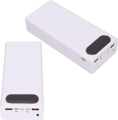 Портативний акумуляторний блок з РК-дисплеєм, 2 USB, Micro Type C, для всіх мобільних телефонів (білий), 16