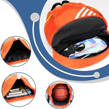 Спортивна сумка Tokeya на шнурку для чоловіків і жінок, водонепроникний рюкзак з відділенням для взуття, футбольна сумка для подорожей, йоги, плавання, фітнесу, баскетболу (Помаранчевий)