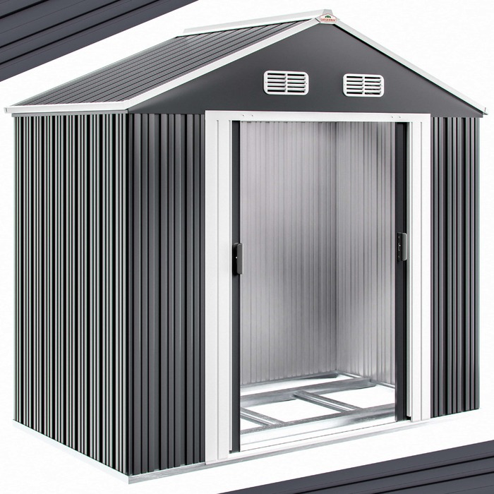 Садовий сарай антрацит металевий 196x132x188см