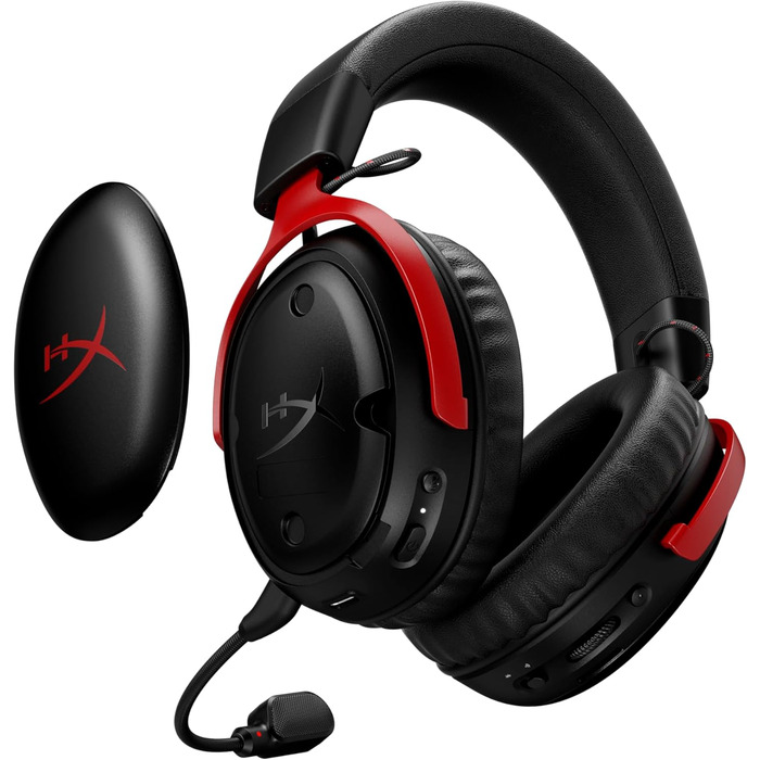 Ігрова гарнітура HyperX Cloud III: 53-мм драйвери, Memory Foam, DTS, мікрофон з шумозаглушенням, USB-C/USB-A/3,5mm, для PC, PS5, PS4, Xbox, Switch, Mac (Cloud III S 2025 Edition, чорний/червоний)