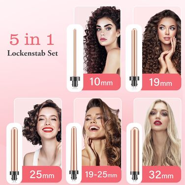 Набір для завивки та випрямлення волосся BESTOPE MIX 5-в-1 з 5 насадками, 10-32 мм, швидкий нагрів, регульована температура (золотий)