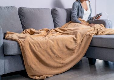 Електрична ковдра ECO-DE ECODE 180x130 см з пультом, 3 режими нагріву, таймер 180 хв (бежева)