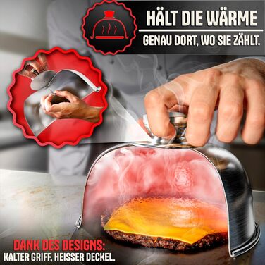 Набір для приготування бургерів SMASHI® з пресом та дзвоном – нержавіюча сталь 304, лопатка для гриля, 50 папірців з антипригарним покриттям, рецепти – Оригінал (SUPREME)