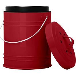 Кухонний органічний сміттєвий бак об'ємом 3 літри і компостер з захистом від запаху відро з вугільним фільтром в кришці-органічний сміттєвий бак сміттєвий бак з пластиковим внутрішнім відром-міцне відро для компосту сміттєвий бак одноразовий (червоний)