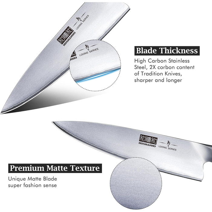 Ніж кухарський HOSHANHO Profi: гострий кухонний ніж шеф-кухаря з високоякісної нержавіючої сталі, універсальний, з ергономічною ручкою, у подарунковій коробці