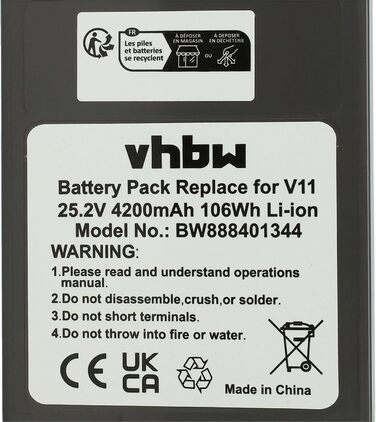 Акумулятор vhbw для Dyson V11 Absolute Extra/Absolute (4200 мАгод, 25,2 В, Li-Ion, темно-сірий)