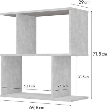 Книжкова шафа Polini Smart Standing Shelf у S-подібній формі 2 відділення 71,8 x 69,8 x 29 см (сірий)