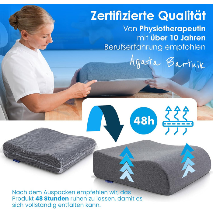 Подушка-підсидник DYNMC Bequeme для дорослих та дітей, ергономічна підставка на стілець та в авто, розроблена з фізіотерапевтами, сіра