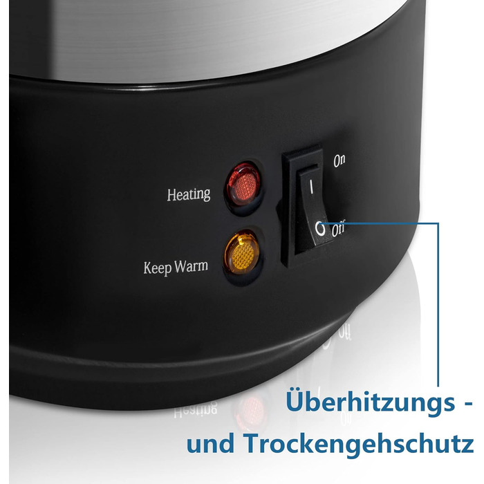 Глювайнер Ribelli 22L з нержавіючої сталі: дозатор гарячих напоїв, регулювання температури 30-100°C, також як пароварка