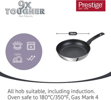 Сковорідки з нержавіючої сталі Prestige 9xT, 3 упаковки, 21/25/29 см, 3 шт. и