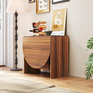 Розкладний обідній стіл GIANTEX для кухні та вітальні, дерев'яний, овальний, на 4-7 осіб, 163 x 80 x 75 см