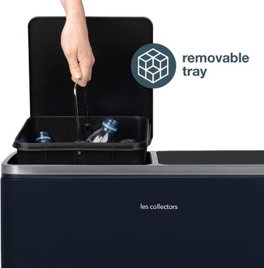 Сміттєвий бак Les Collectionneurs Sensor №1012, 69л, 3 відсіки (47+11+11л), автоматичне відкривання, інфрачервоний датчик, тиха кришка, дизайн (темно-синій)