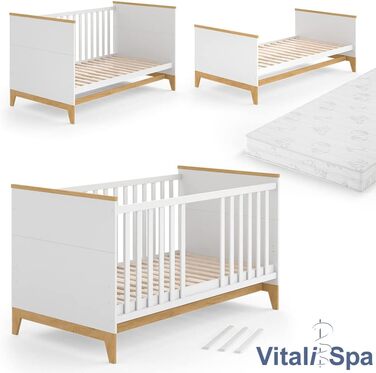 Дитяче ліжко VitaliSpa Malia, /Дуб, 143,2 x 81 см (біле, дитяче ліжечко з матрацом)