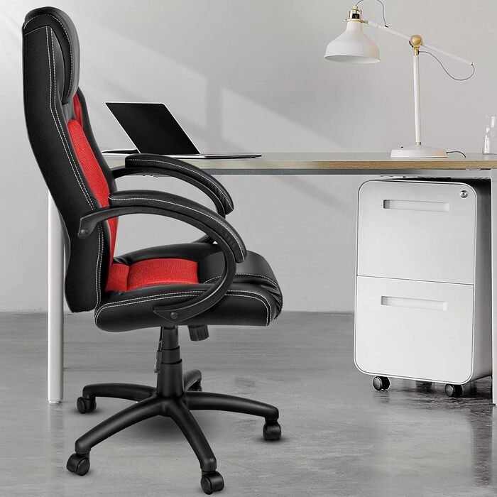 Офісне крісло TRESKO Racing Executive Chair, 14 кольорів, м'які підлокітники, кулісний механізм, протестовано SGS, червоний