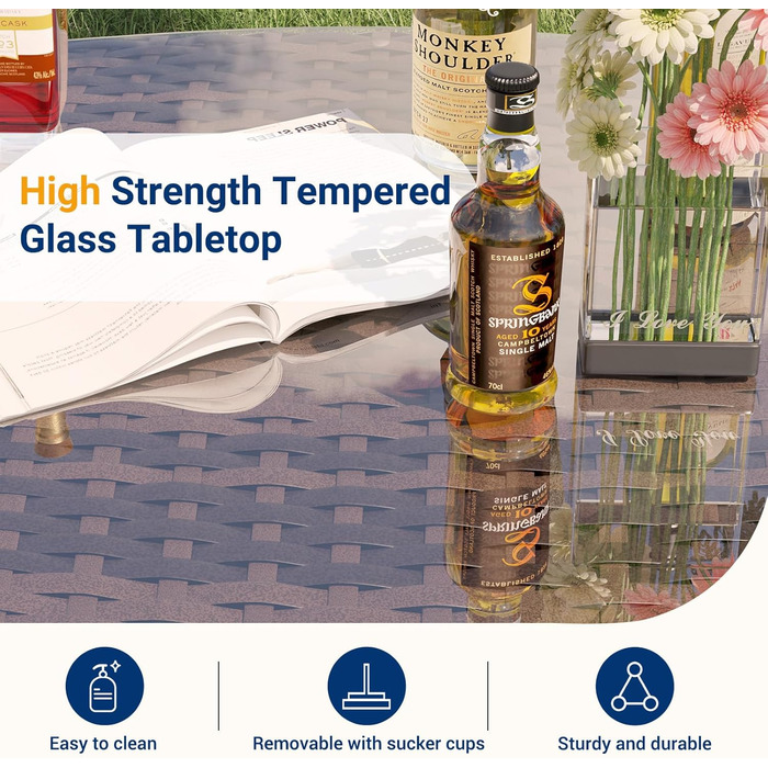 Набір меблів для саду UDPATIO Lounge: стіл та 2 стільці з поліротангу для балкона/тераси (колір: коричневий, 3-х частинний)