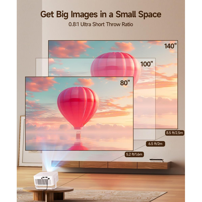 Magcubic HY300max Міні проектор 4K/8K з Android 14, WiFi 6, Bluetooth 5.4, Автофокус, для домашнього кінотеатру, білий