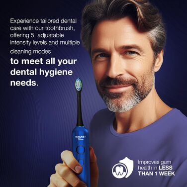 Електрична зубна щітка Wagner Stern VibroWave Plus з 4 насадками, IPX7, Moonlit Blue