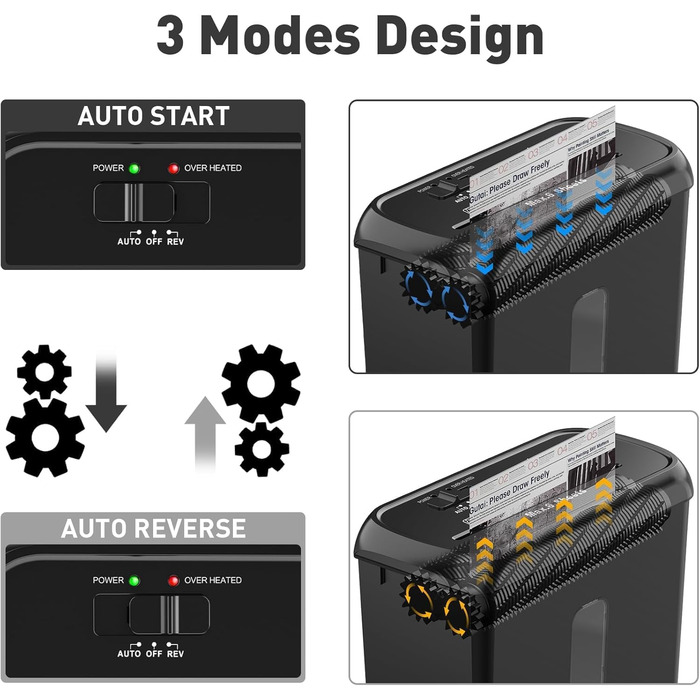 Шредер для паперу з перехресним різанням, 6 листів, знищення CD та кредитних карт, 11л контейнер, SCH06 Ultra