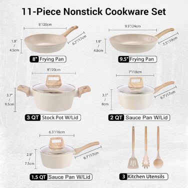 Набір посуду з антипригарним покриттям, 11 предметів, кераміка, HC3302-11HA