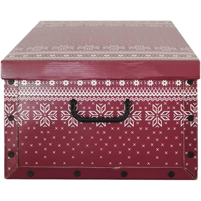 Коробка для ялинкових прикрас Kreher XL для 40 іграшок червона зі сніжинками