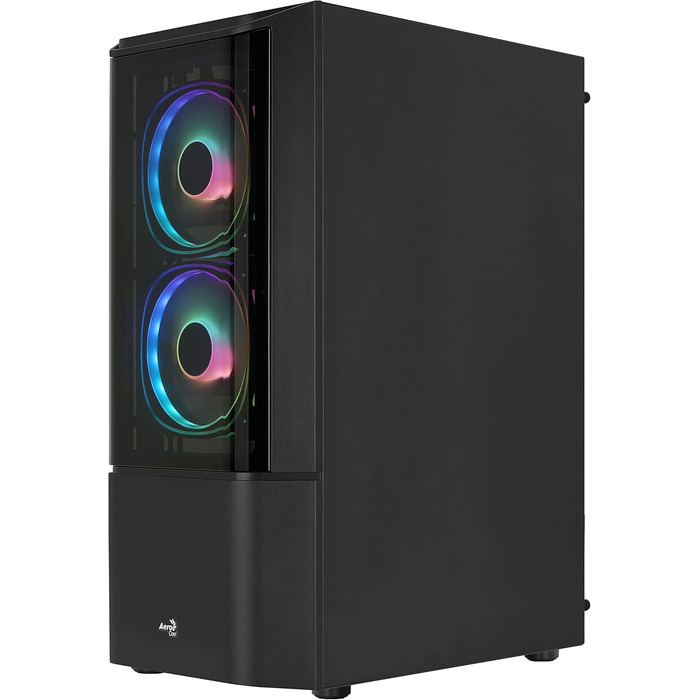 Комп'ютерний корпус ATX AeroCool Quantum v2 RGB із скляними панелями, чорний